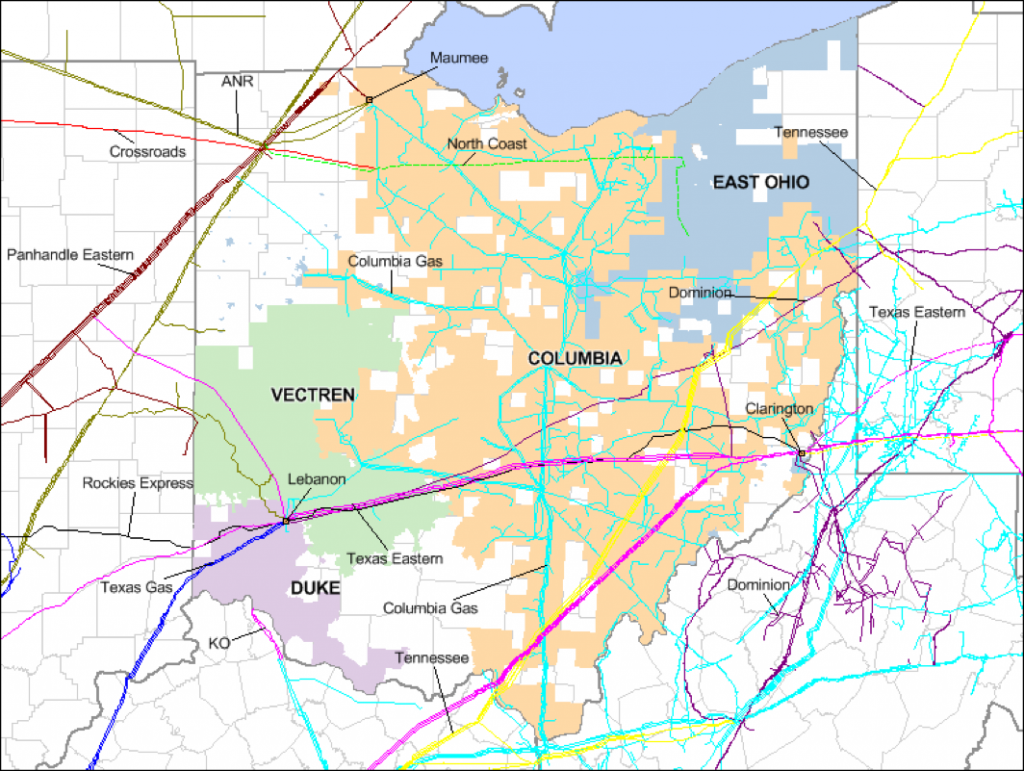 Southeast Ohio counties have natural gas transmission lines Ohio Gas